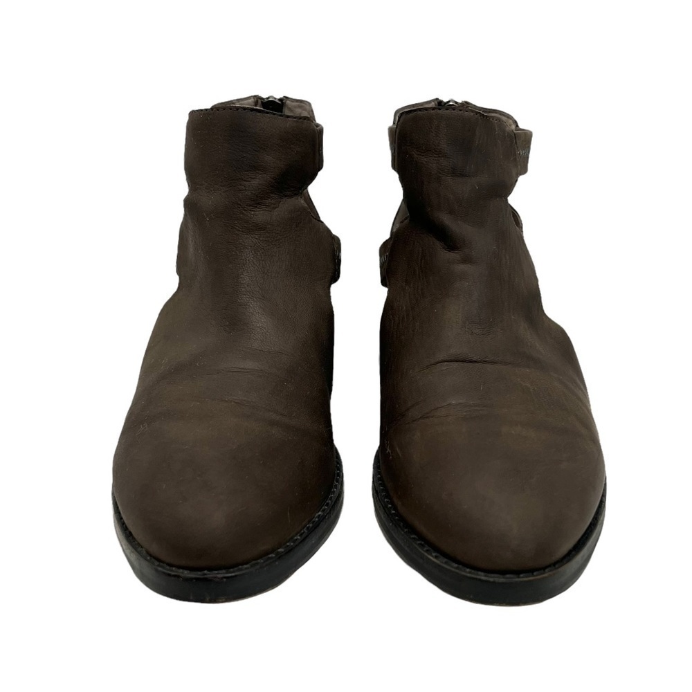 Eileen Fisher Vanda Tumbled Nubuck Leather Dark Gray Cut Out Booties - Picture 3 of 14